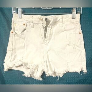 I&M black label high waisted jean shorts in white